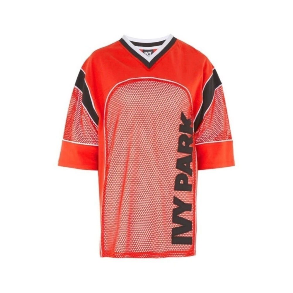 NEW IVY PARK Red Mesh Oversized Tee